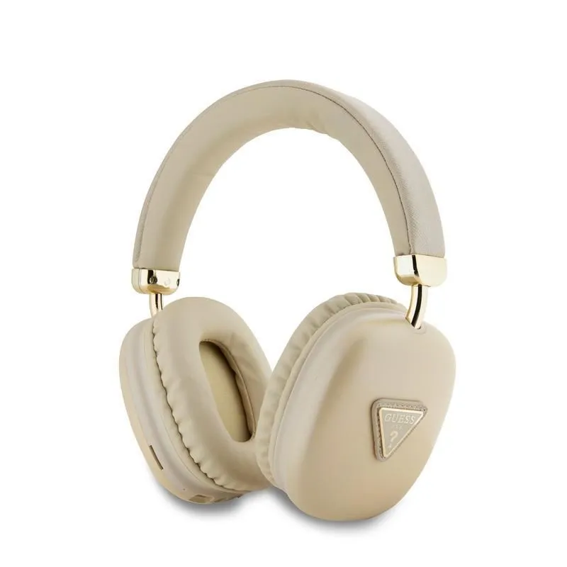 Guess Saffiano PU Leather with Metallic Triangle Logo Wireless Headphones Gold - GUBHK1SATSD