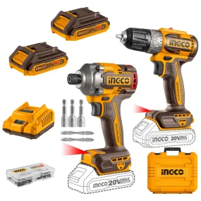 Ingco Cordless Drill and Impact Driver Kit