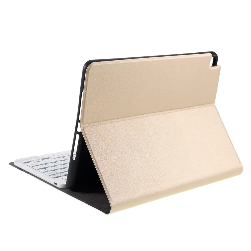 iPad 10.2" (2021/2020/2019) Leather case with Bluetooth keyboard (QWERTY) backlight   Apple Pencil holder - Gold