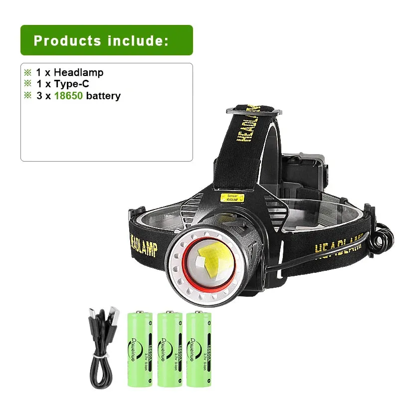 IR Sensor XHP360 Powerful LED Headlamp Rechargeable Head Flashlight XHP199 High Power Headlight 18650 Head Lamps Camping Lantern