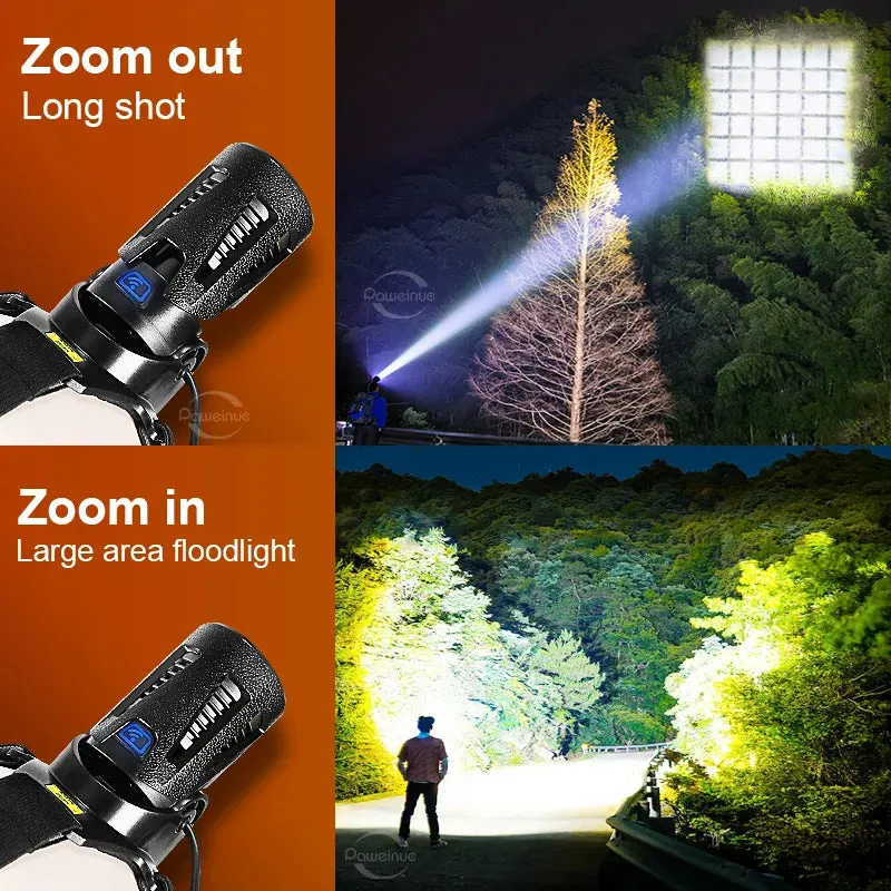 IR Sensor XHP360 Powerful LED Headlamp Rechargeable Head Flashlight XHP199 High Power Headlight 18650 Head Lamps Camping Lantern