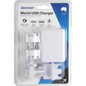 Jackson Universal Travel USB/USB-C Charger Adapter Phone Charging International