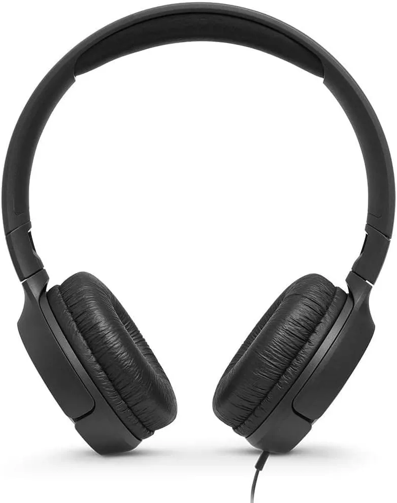 JBL T500 Over-Ear Headphones - Lightweight, Foldable, Pure Bass Sound, 1-Button Remote, Built-In Microphone, Black