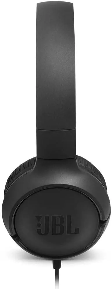 JBL T500 Over-Ear Headphones - Lightweight, Foldable, Pure Bass Sound, 1-Button Remote, Built-In Microphone, Black