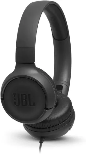 JBL T500 Over-Ear Headphones - Lightweight, Foldable, Pure Bass Sound, 1-Button Remote, Built-In Microphone, Black