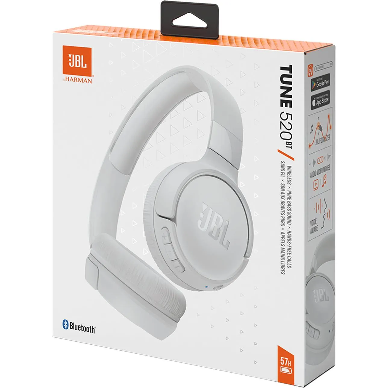 JBL Tune 520BT Wireless On-Ear Headphones (White)