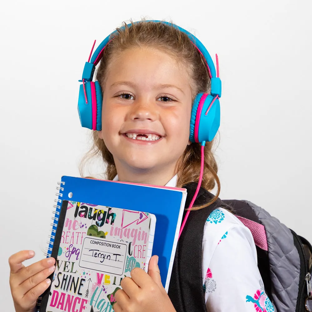 JBuddies Studio On-Ear Kids Wired Headphones Blue/Pink