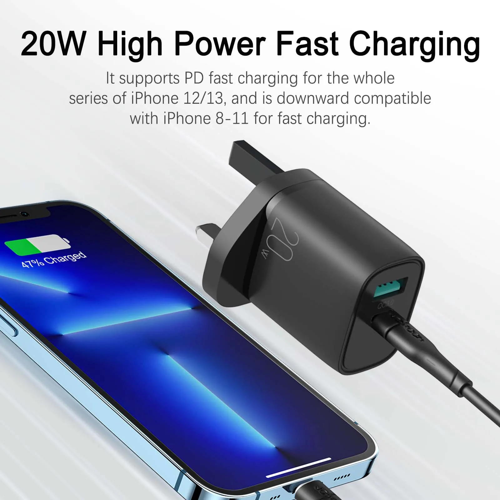 Joyroom L-QP2011 | 20W PD Fast Charger | Dual Ports (Type-C & USB)