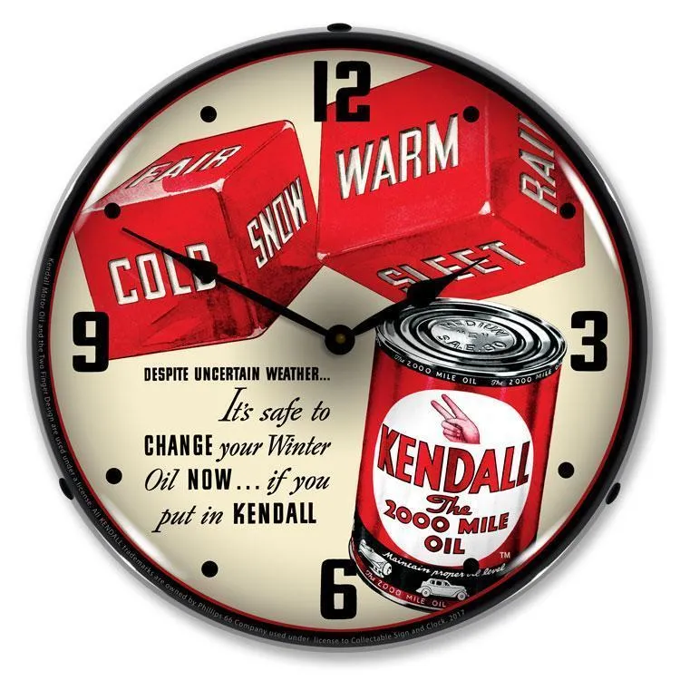 Kendall Motor Oil Backlit LED Clock