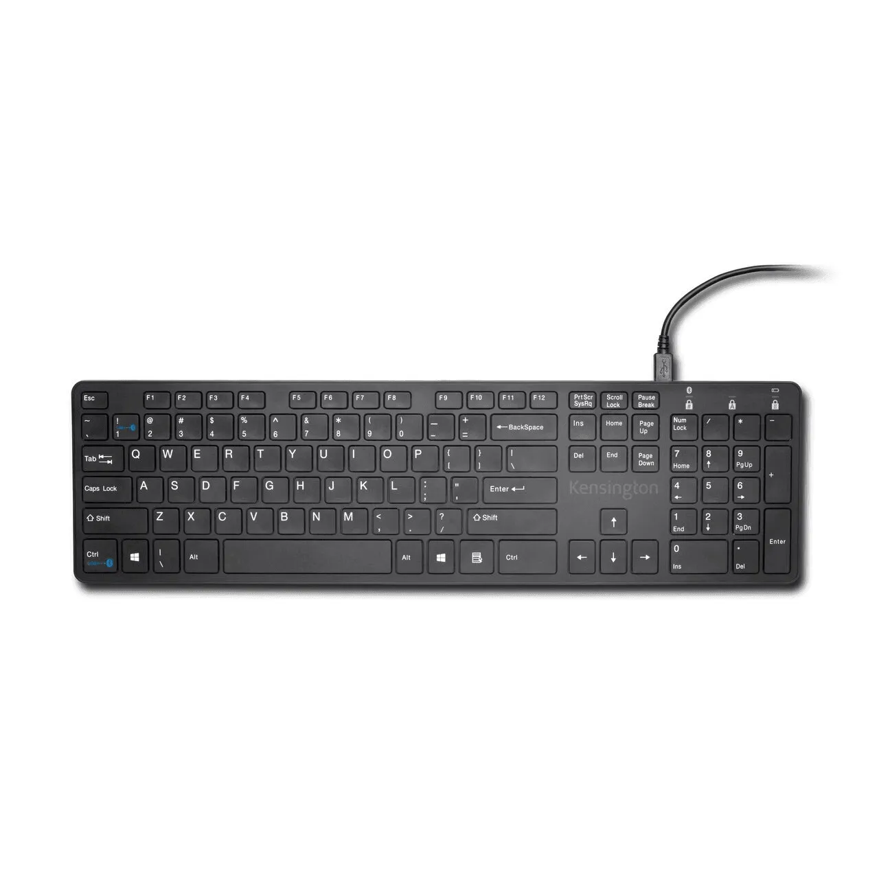 Kensington KP400 Switchable Keyboard Bluetooth or Wired Dual Power Black