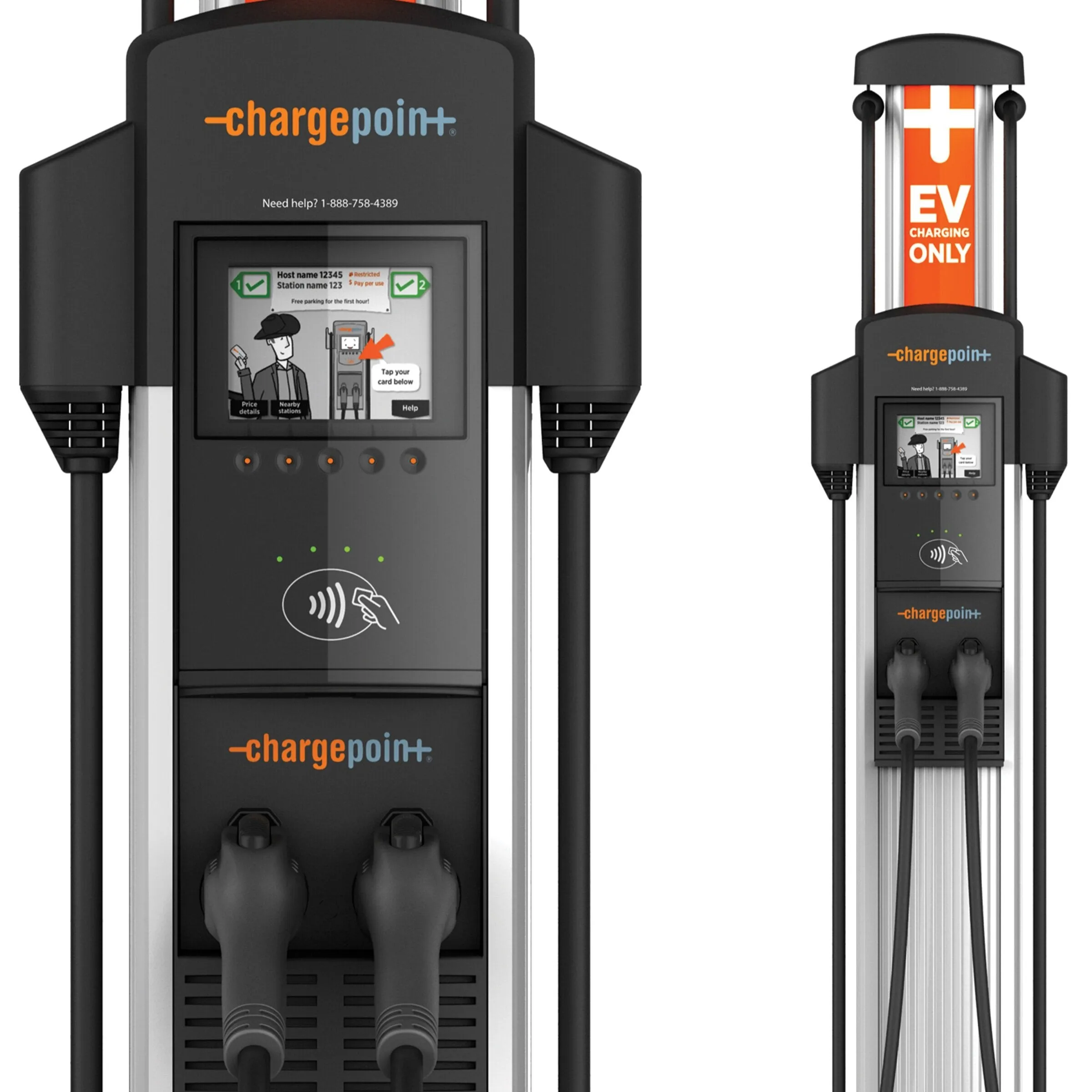 Larson Electric Dual Station EV Charger - 240V, 1-phase - Level 2 Charger, (2) Ports - Pedestal Mount/Outdoor Rated