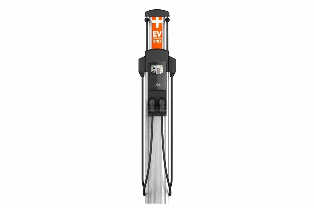 Larson Electric Dual Station EV Charger - 240V, 1-phase - Level 2 Charger, (2) Ports - Pedestal Mount/Outdoor Rated