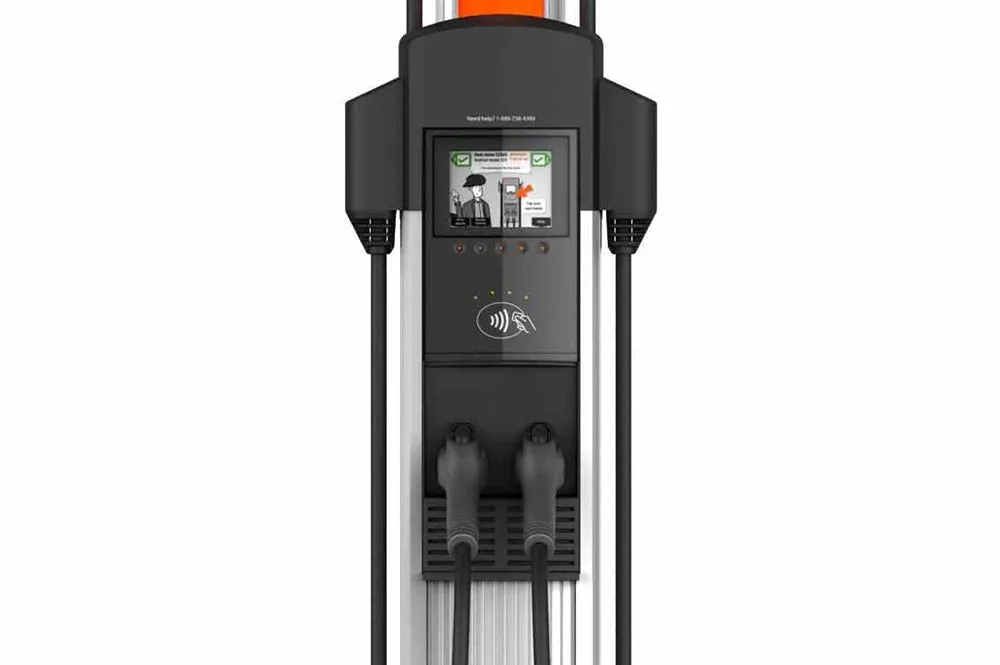 Larson Electric Dual Station EV Charger - 240V, 1-phase - Level 2 Charger, (2) Ports - Pedestal Mount/Outdoor Rated