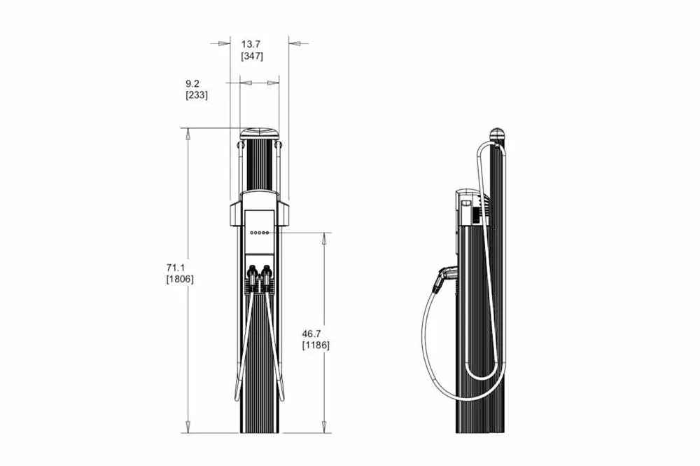 Larson Electric Dual Station EV Charger - 240V, 1-phase - Level 2 Charger, (2) Ports - Pedestal Mount/Outdoor Rated