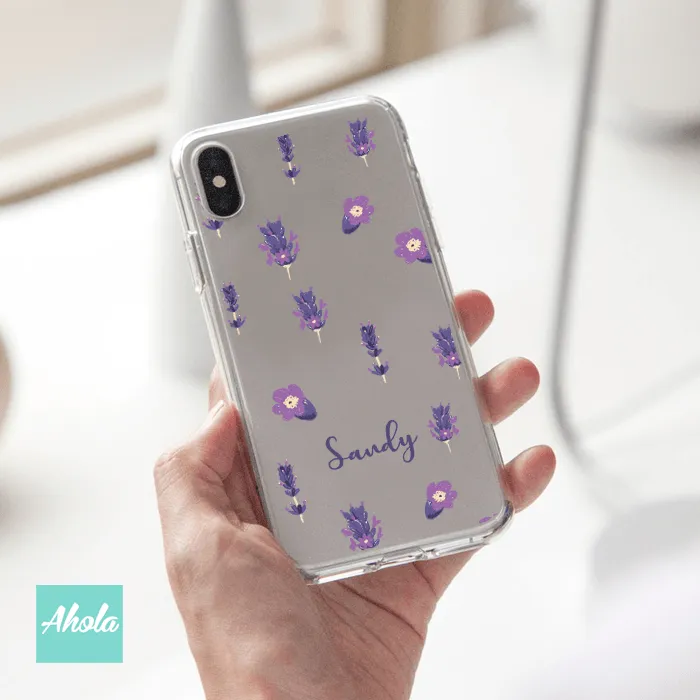 【Lauv】Soft TPU transparent phone case 紫色小花名字透明電話軟殼