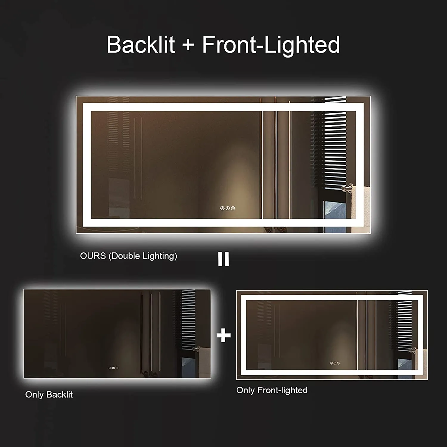 LED Mirror with Front & Backlit  72x36