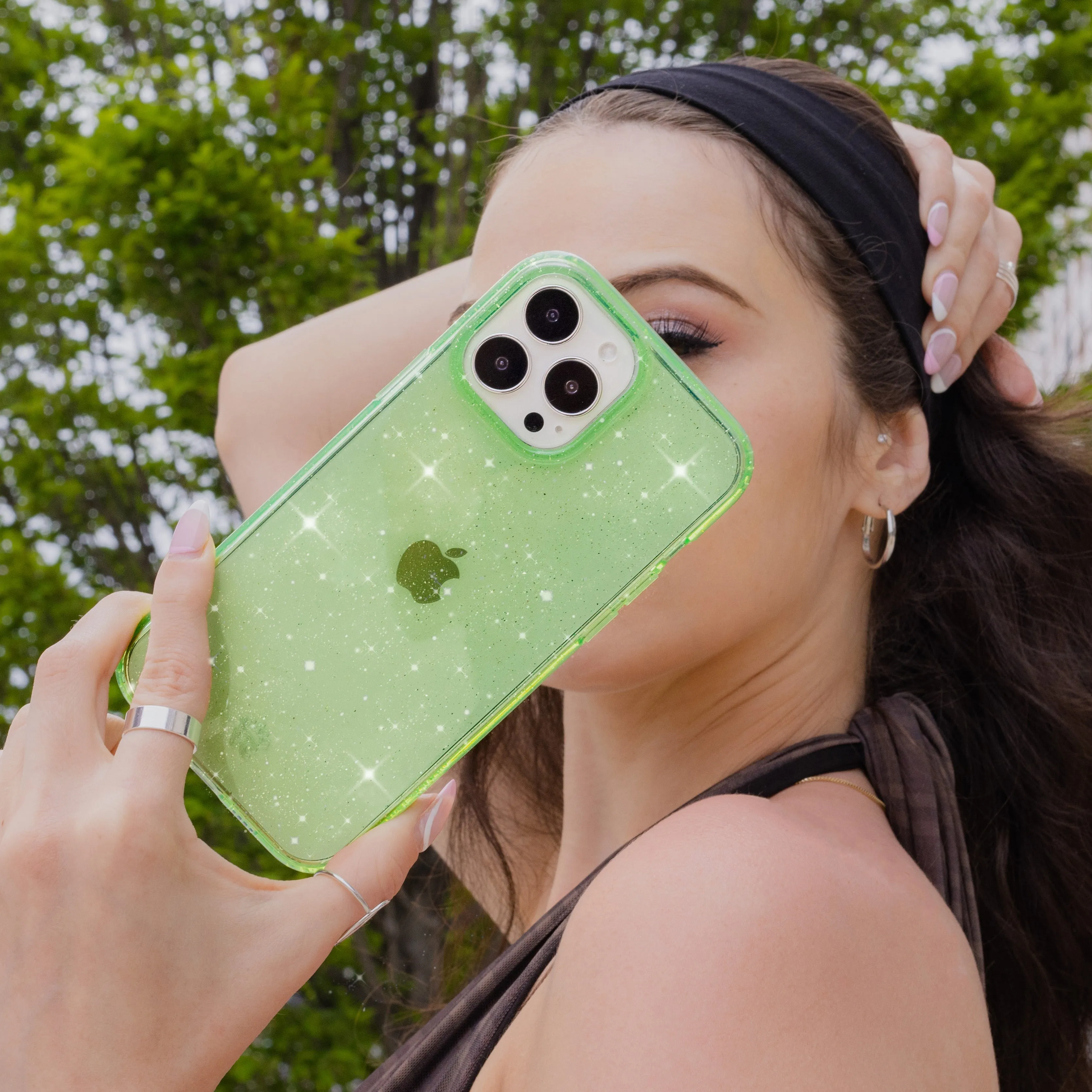 Lime Stardust Glitter iPhone Case