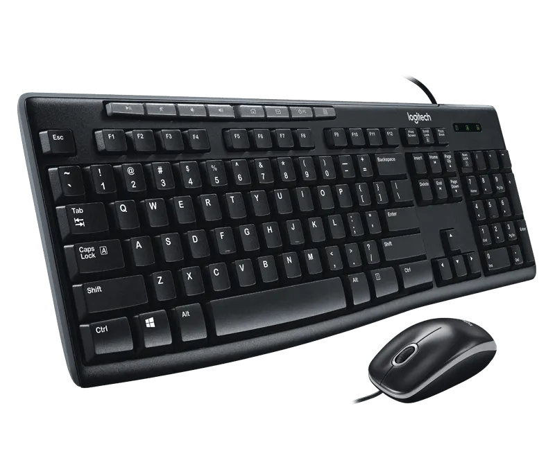 Logitech MK200 Media Corded Keyboard and Mouse Combo Plug-and-Play USB Combo with media keys