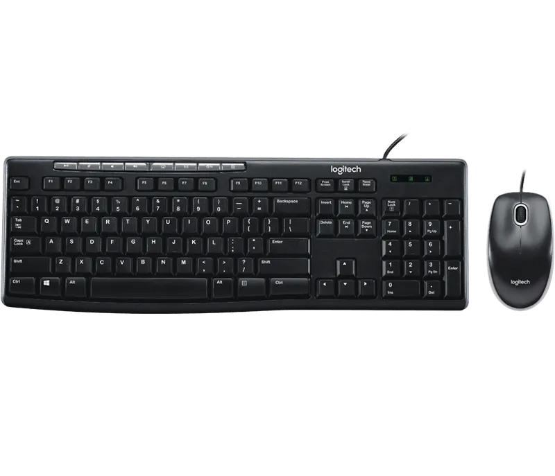 Logitech MK200 Media Corded Keyboard and Mouse Combo Plug-and-Play USB Combo with media keys