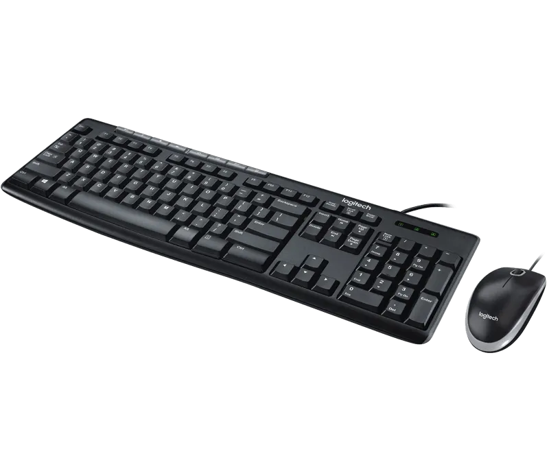 Logitech MK200 Media Corded Keyboard and Mouse Combo Plug-and-Play USB Combo with media keys