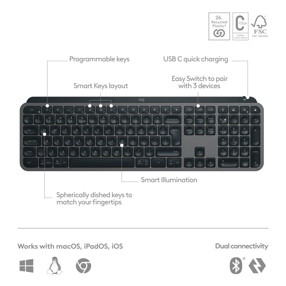 Logitech MX Keys S Advanced Wireless Illuminated Keyboard