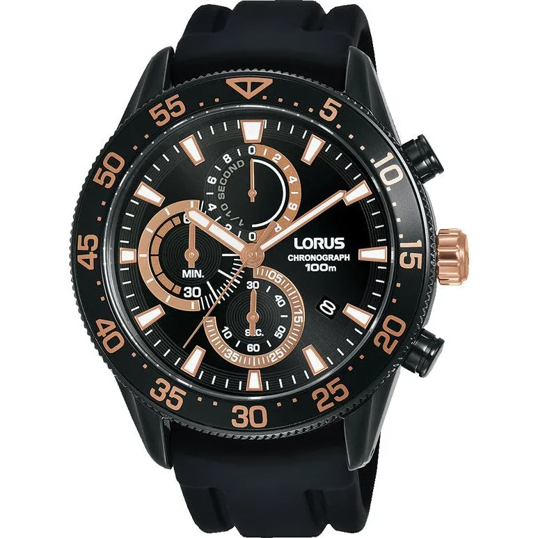 Lorus Gents Black Chronograph Watch