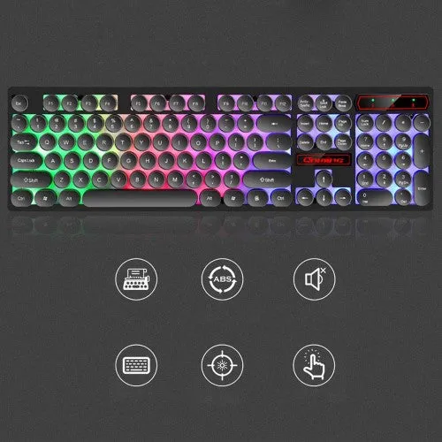 M300 Retro Punk USB Wired Backlit Gaming Desktop Keyboard,104 Key Round Keycap for PC and Mac - Rainbow Backlight Version