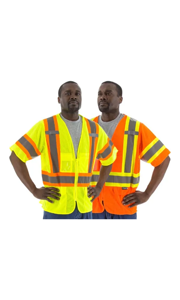 Majestic 75-3302 Hi-Vis Vest Mesh DOT Stripping ANSI 3 R