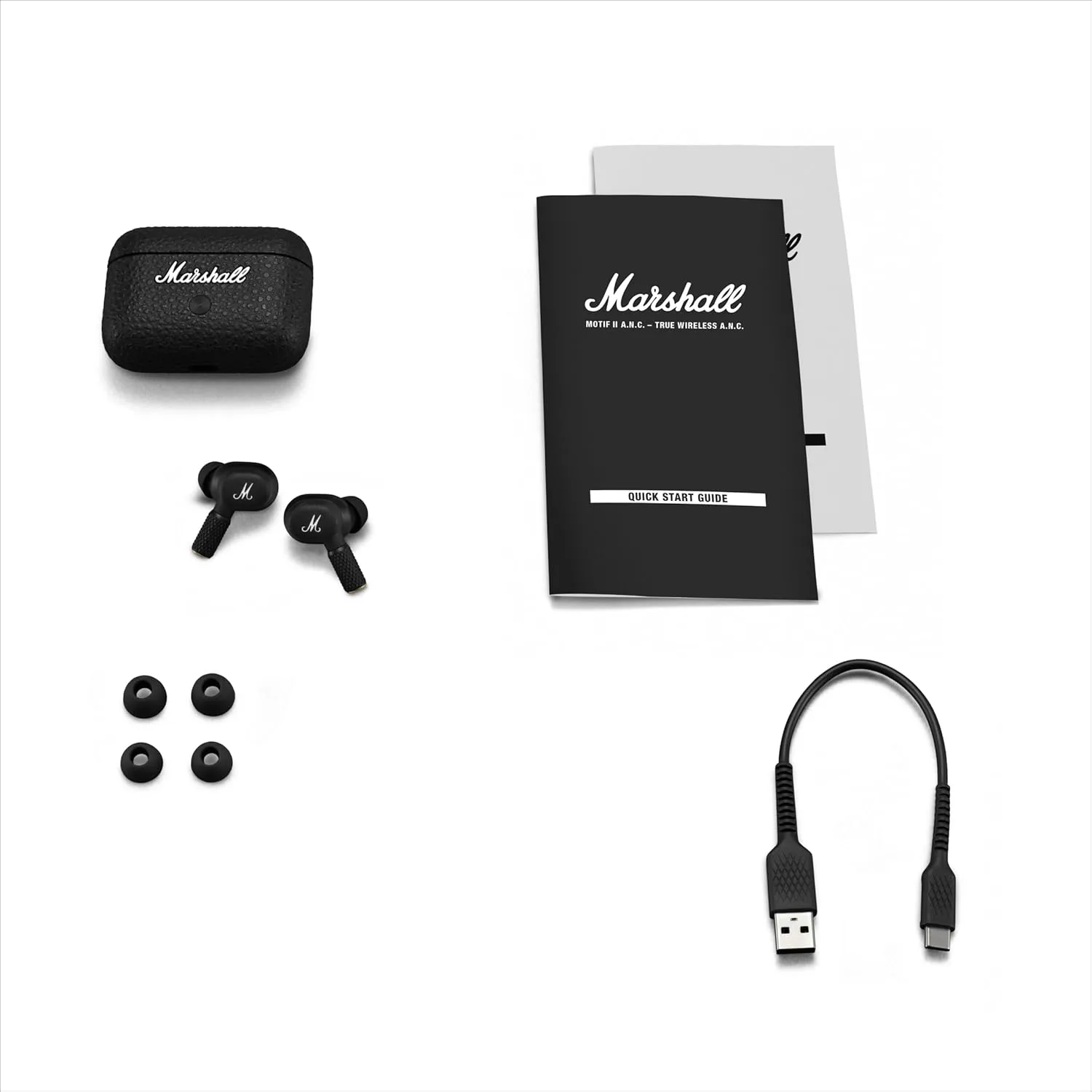 Marshall 1006450 Motif II True Wireless Active Noise-Canceling Earbuds Headphones, Black