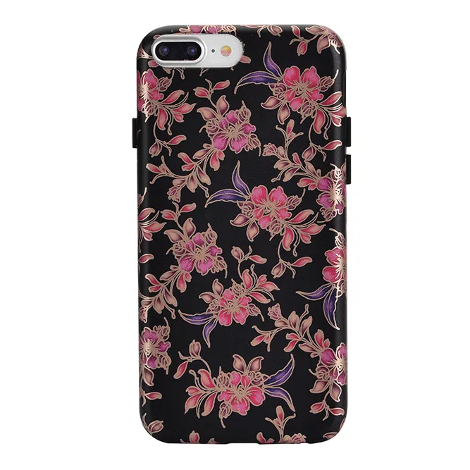 Midnight Floral Rose Gold Chrome iPhone Case