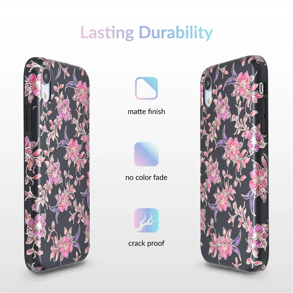 Midnight Floral Rose Gold Chrome iPhone Case