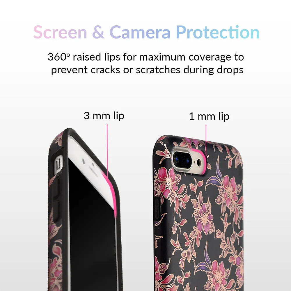 Midnight Floral Rose Gold Chrome iPhone Case