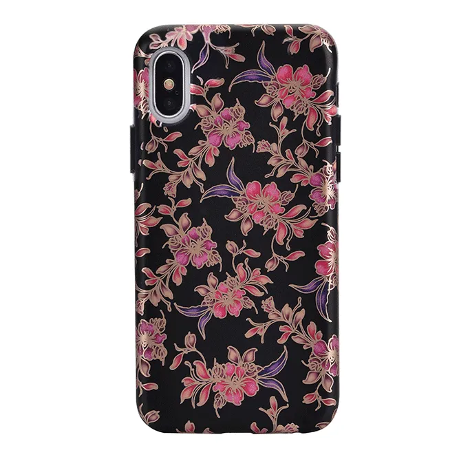 Midnight Floral Rose Gold Chrome iPhone Case