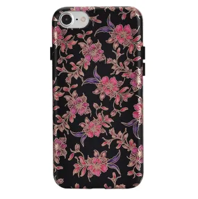 Midnight Floral Rose Gold Chrome iPhone Case