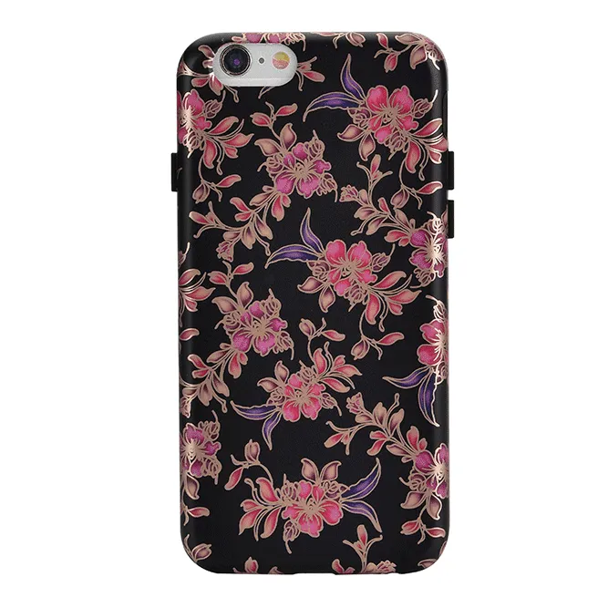 Midnight Floral Rose Gold Chrome iPhone Case