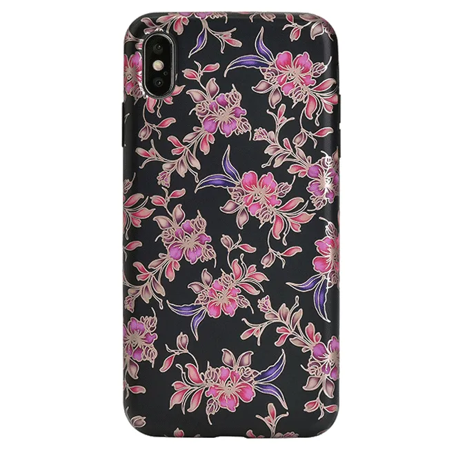 Midnight Floral Rose Gold Chrome iPhone Case