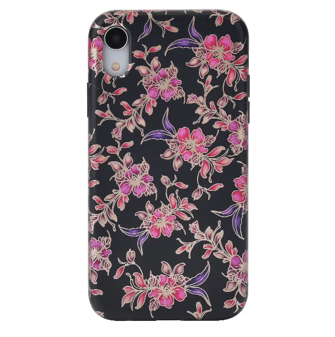 Midnight Floral Rose Gold Chrome iPhone Case