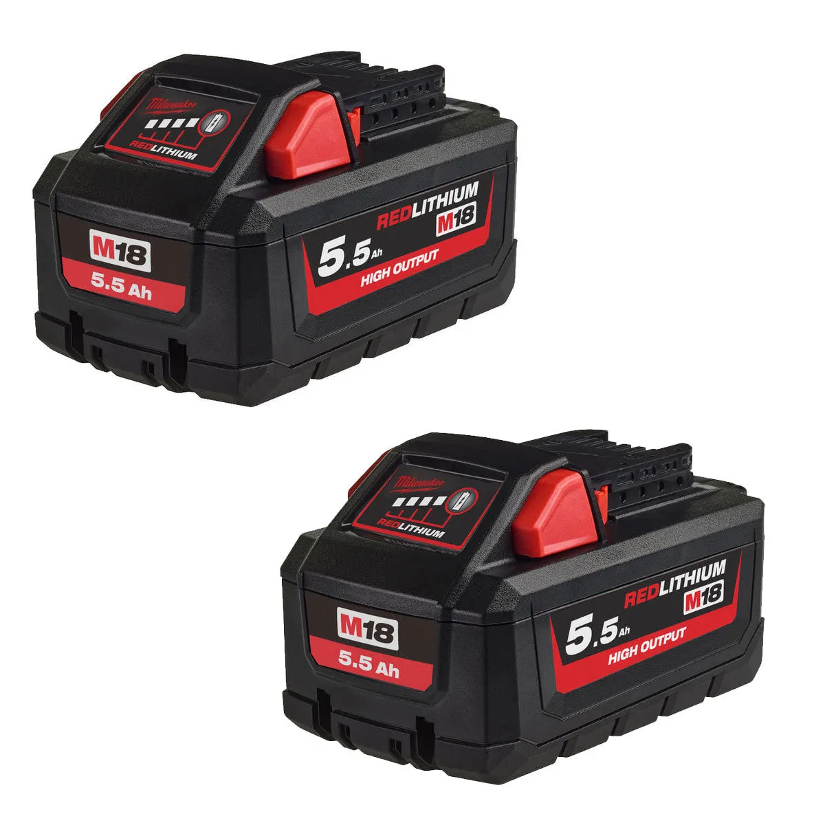 Milwaukee M18 HB5.5x2 18V 5.5Ah RedLithium-Ion High Output Battery Pack of 2