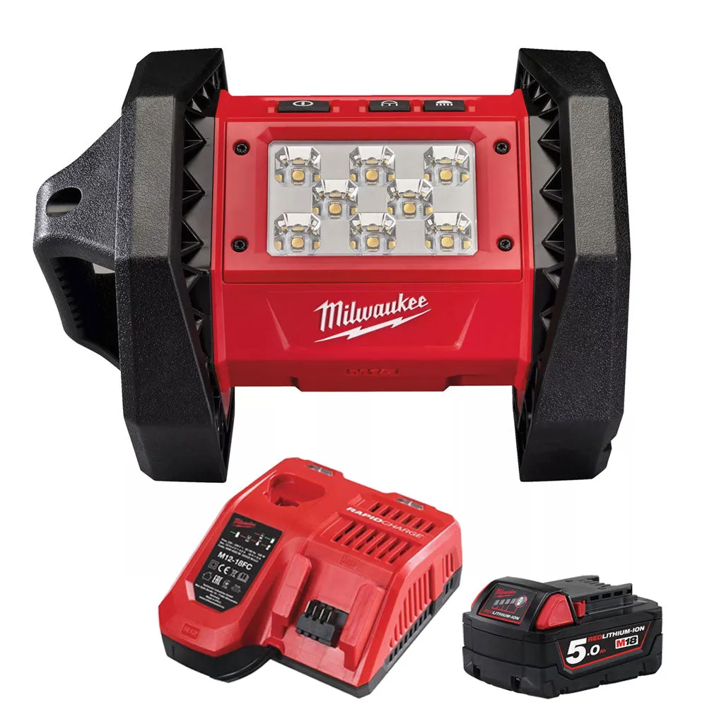 Milwaukee M18AL-0 18V LED Area Light with 1 x 5.0Ah Battery & Fast Charger