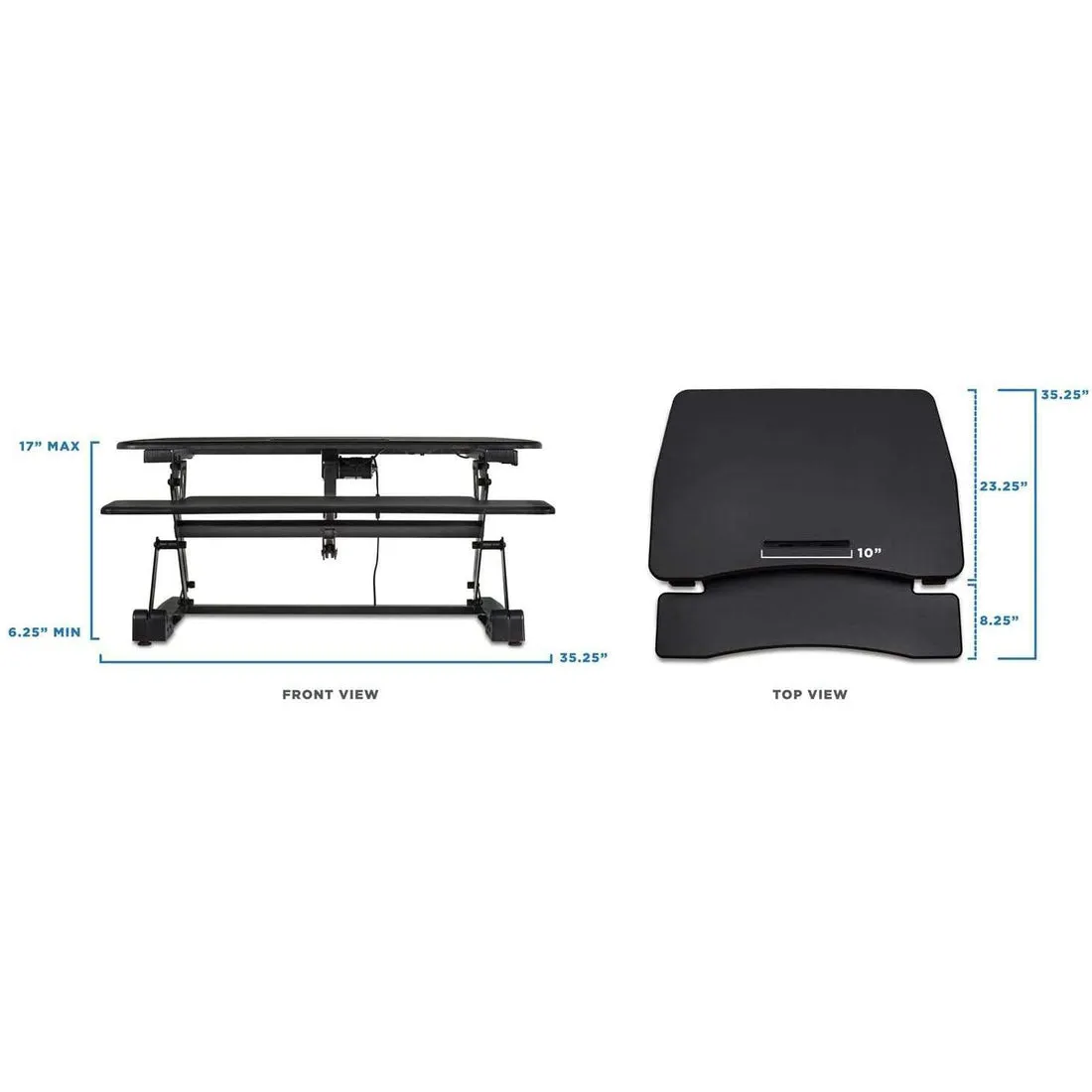 Mount-It! Electric Standing Desk Converter, Motorized w/ Built-in USB Port, Ergonomic Height-Adjustable Workstation, MI-7927E