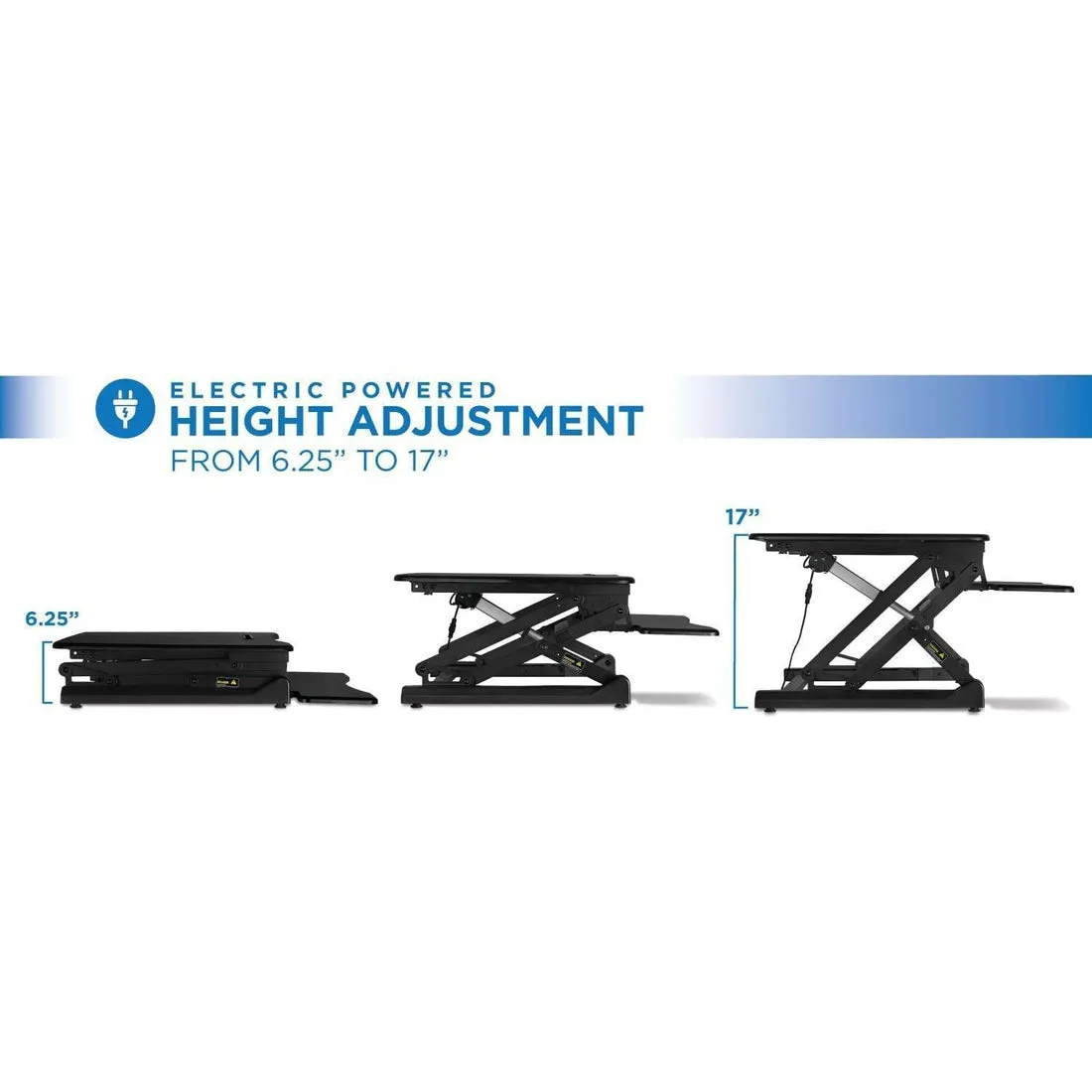 Mount-It! Electric Standing Desk Converter, Motorized w/ Built-in USB Port, Ergonomic Height-Adjustable Workstation, MI-7927E