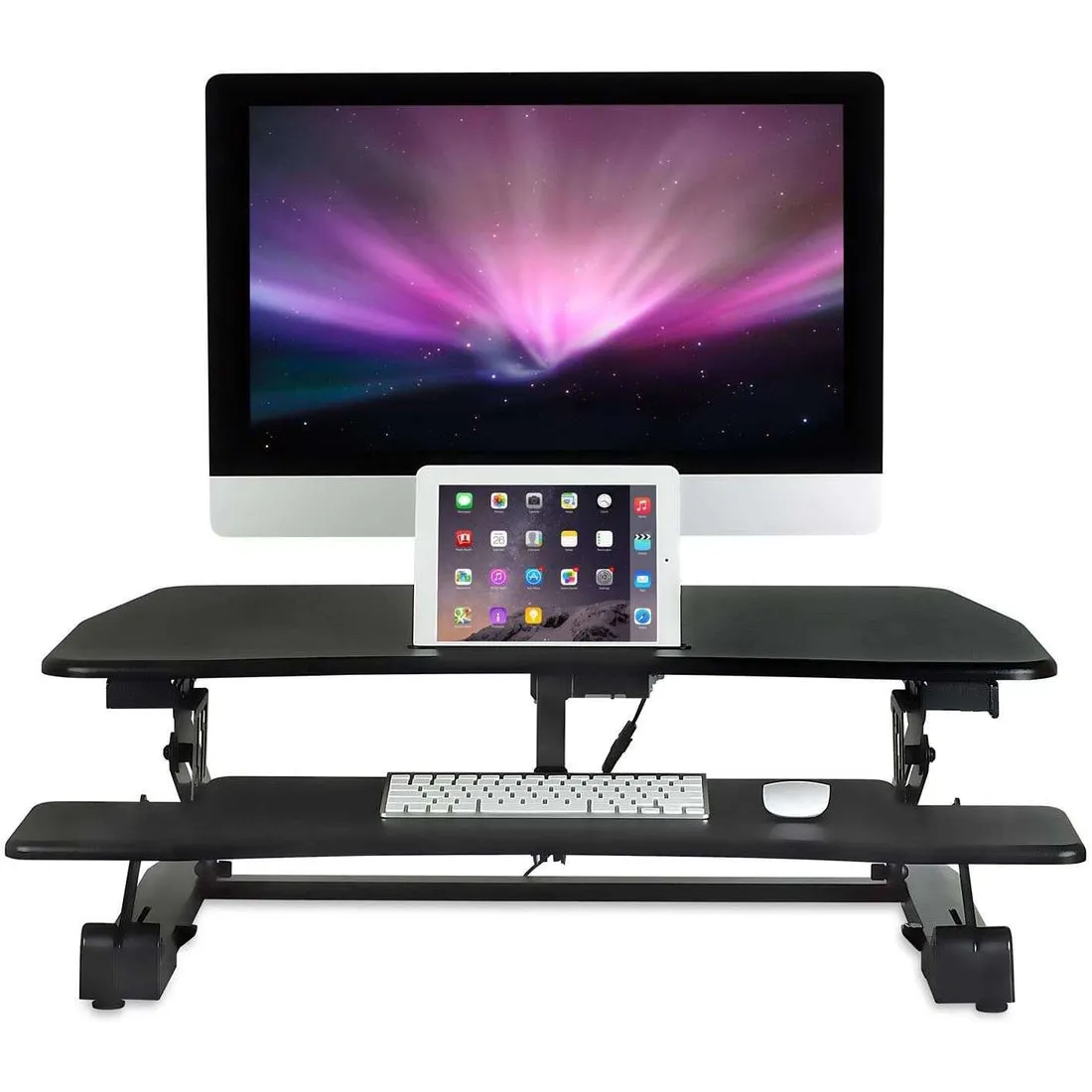 Mount-It! Electric Standing Desk Converter, Motorized w/ Built-in USB Port, Ergonomic Height-Adjustable Workstation, MI-7927E