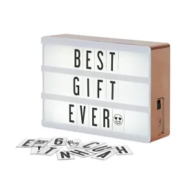 My Cinema Lightbox Rose Gold Light Box, Micro Led Marquee With 100 Letters, Numbers And