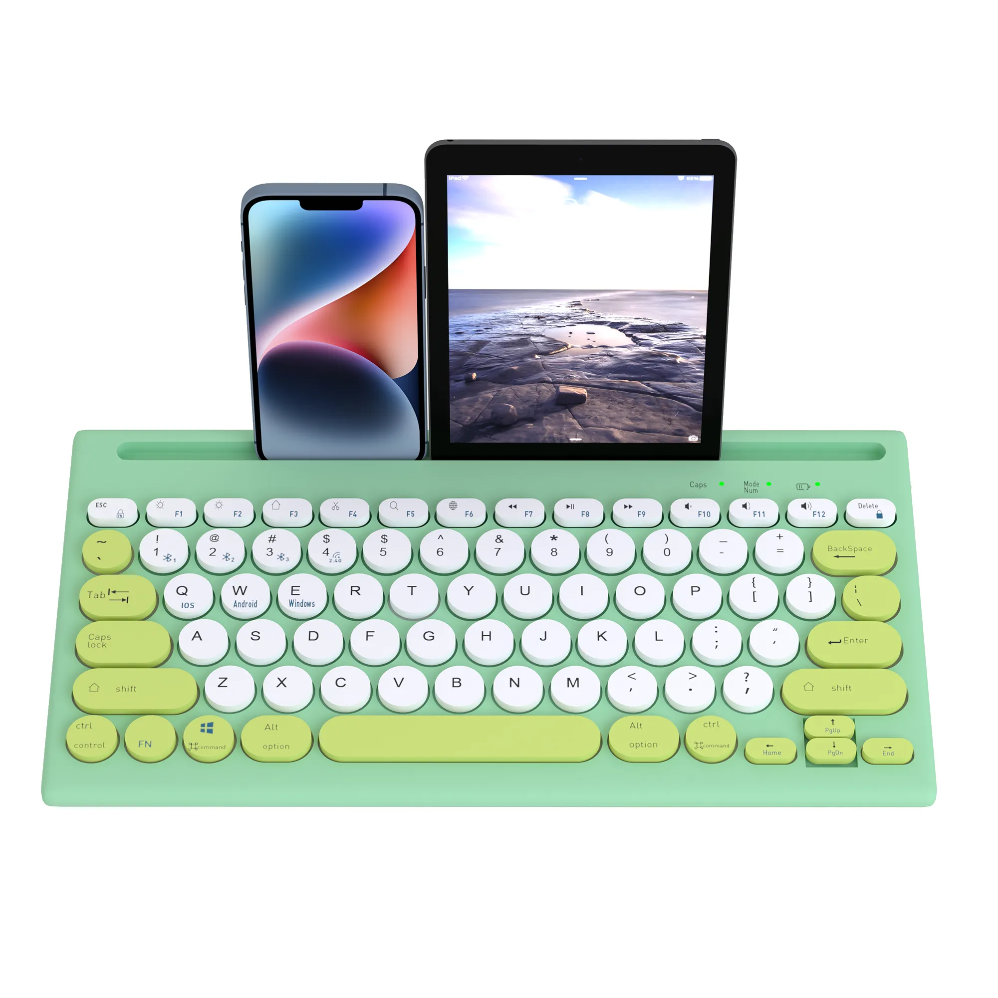 Mytrix Multi-Device Bluetooth Wireless Keyboard - Green, with Easy-Switch for Up to 4 Devices, Laptop, Windows, Mac, Chrome OS, Android, iPadOS