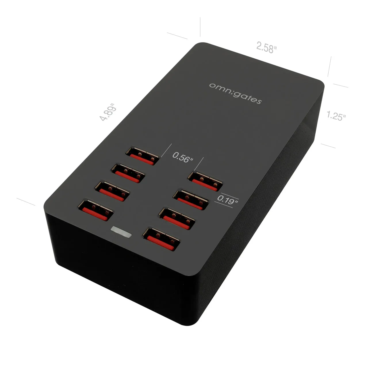 Omnigates Mach 8-Port USB Smart Charger, 5V/2.4A w. Smart IC