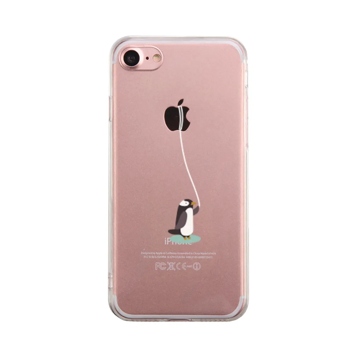 Penguin Lead Apple By The String Cute Clear Phonecase