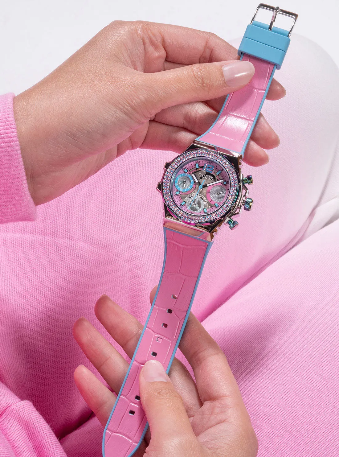 Pink Turquoise Fusion Silicone Watch