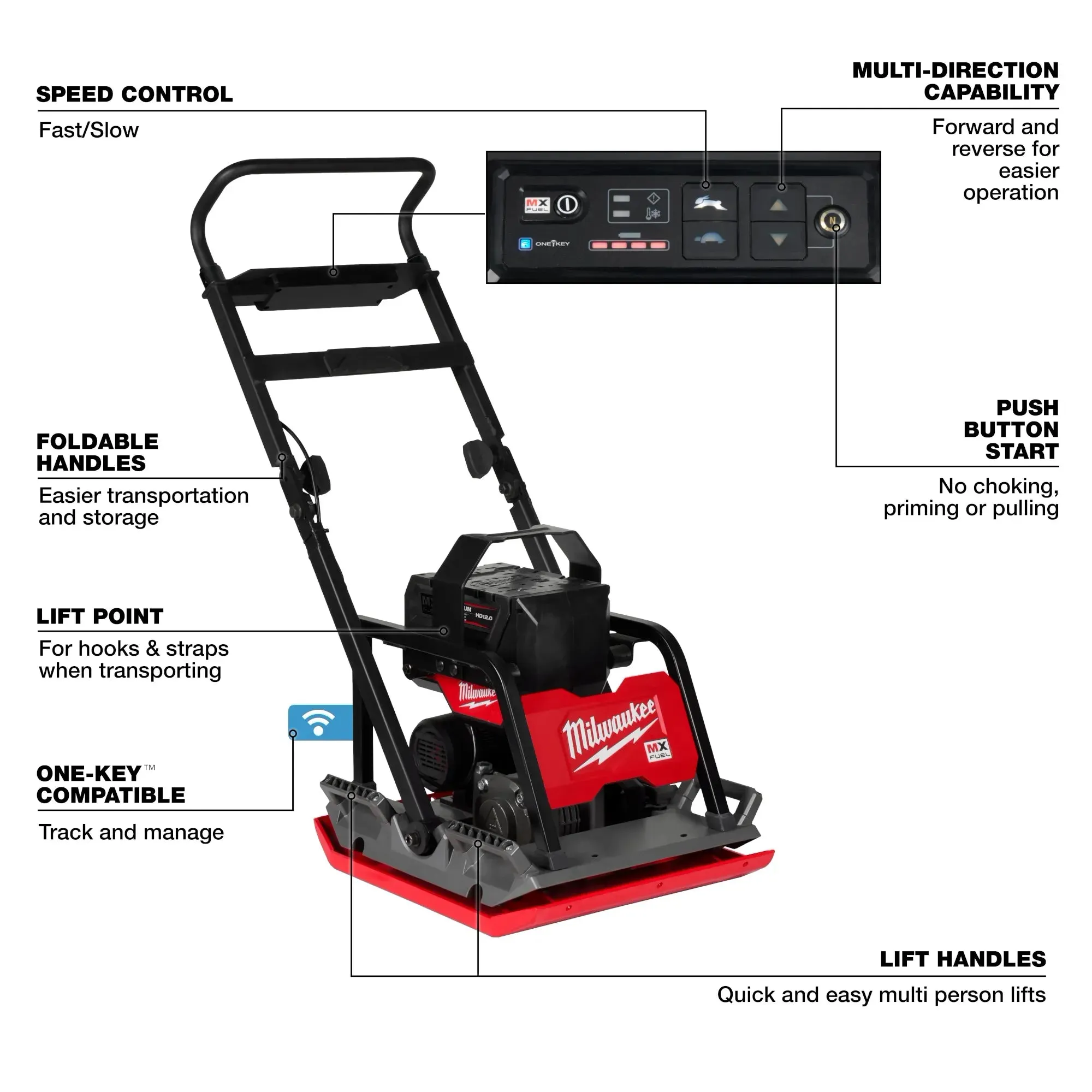 Plate Compactor Kit - Milwaukee MX FUEL™ 20" Plate Compactor Kit, MXF220-2HD