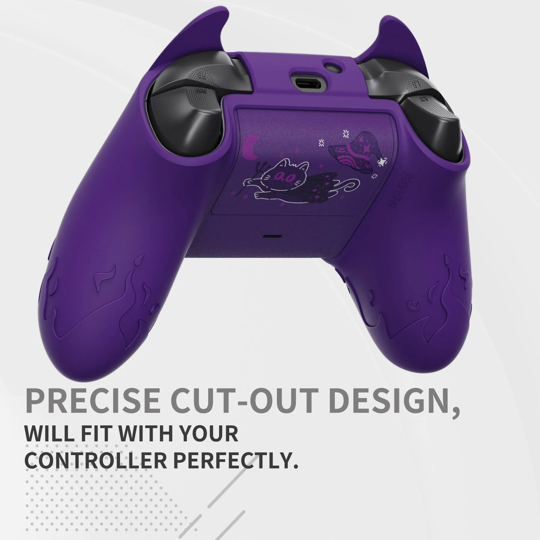 PlayVital Cute Demon Silicone Cover with Thumb Grip Caps for Xbox Series X/S Controller & Xbox Core Wireless Controller - Purple - PUKX3P003