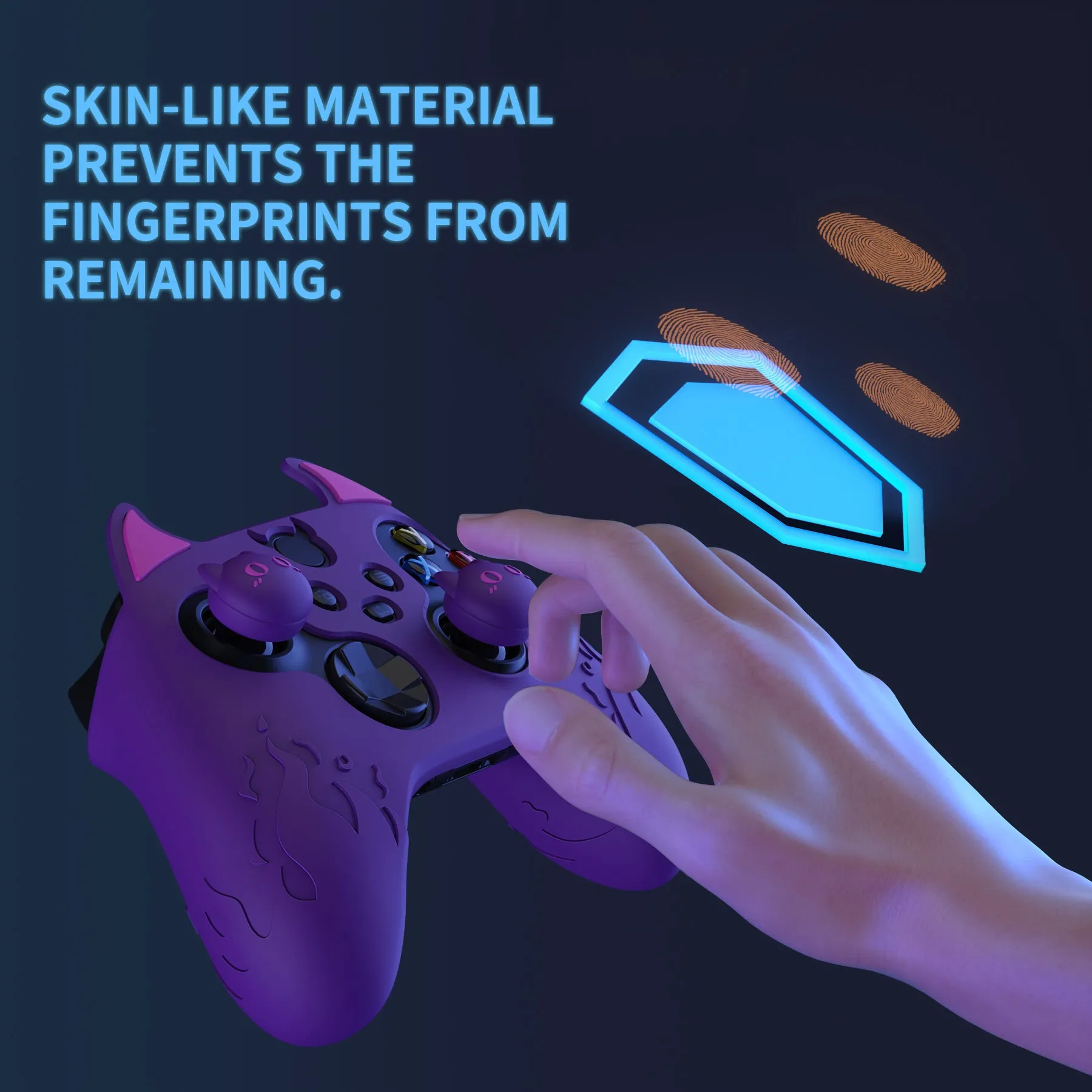 PlayVital Cute Demon Silicone Cover with Thumb Grip Caps for Xbox Series X/S Controller & Xbox Core Wireless Controller - Purple - PUKX3P003